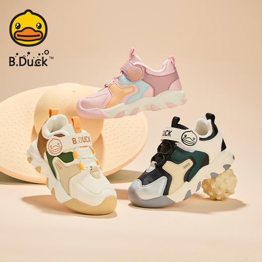 B.Duck小黄鸭童鞋冬季男女童加绒防滑运动鞋休闲鞋28-35 B5586978 商品图0
