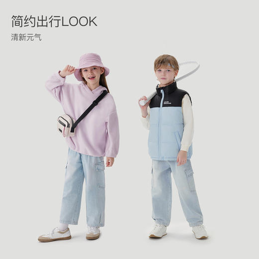 马克珍妮男女童休闲大口袋工装牛仔裤儿童裤子纯棉春装新款240229 商品图1