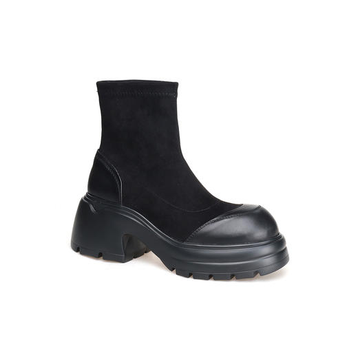 豪麟名鞋奥莱迪嘉女鞋短靴胎牛皮革/织物DJMEO42WN206黑色  原价2460元 商品图0