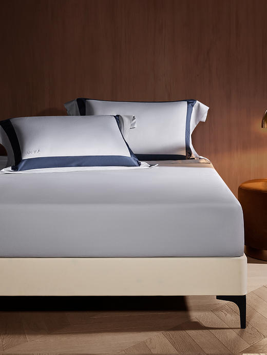 佳丽斯140S贡缎床上四件套轻奢高级感纯棉全棉被套长绒棉床单简约 商品图9