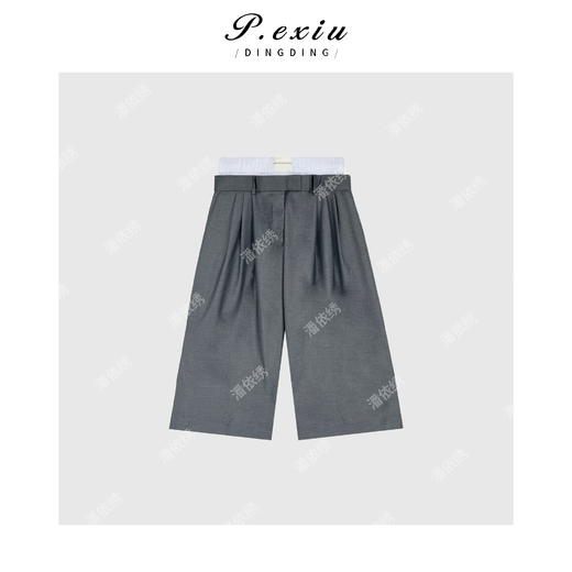 03-3潘依绣丁丁宠粉潘依绣丁丁宠粉福利简约高级感通勤休闲褶皱西裤短裤 Q61051 商品图0