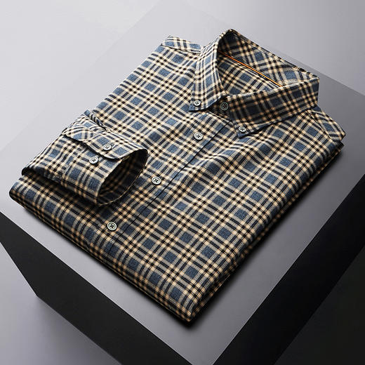【100%棉】【新款DM】大依优型大码纯棉磨毛格子长袖衬衫男宽松加肥加大码男士休闲商务衬衣上衣胖子 商品图6