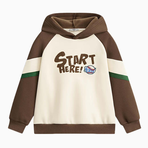 【MQD】童装男大童冬季新款字母学院风插肩袖连帽卫衣 商品图4