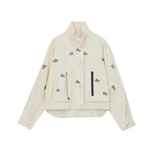 谜底立领夹克女2024冬季新品休闲工装风刺绣个性短外套244MW1647 商品图4