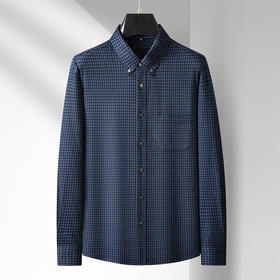 【新款DM】大依优型大码磨毛格子长袖衬衫男宽松加肥加大码男士休闲商务衬衣上衣胖子