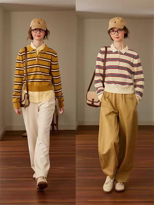 浮生八记/24C086/复古经典条纹书卷气文艺polo衫条纹针织 商品图3