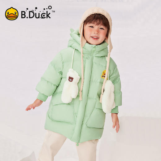 B.Duck小黄鸭童装冬季男女童中长款连帽羽绒服外套105-150 BF5516007 商品图1