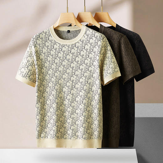 【新款DPF】大依优型毛衣针织短袖背心休闲针织衫毛背心满印字母加肥加大上衣男士胖子大码毛衫t恤打底 商品图3