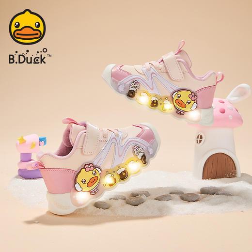 B.Duck小黄鸭童鞋卡通运动鞋冬季男女童保暖亮灯鞋24-30 F5586815 商品图3