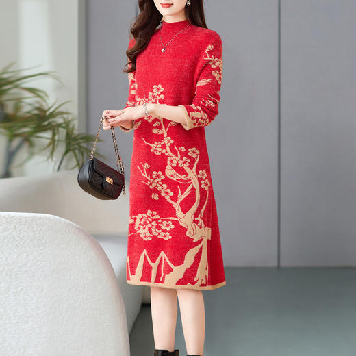 2024新款加厚中长款仿水貂绒毛衣宽松打底连衣裙WWM-WJ2626 商品图3