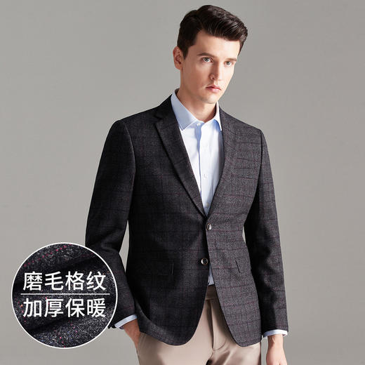 罗蒙秋季西装外套男士正装商务通勤休闲格子小西装单西服外套男 商品图2