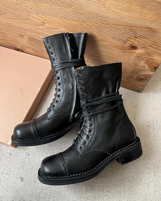 现货 THS 10.14-限时 缪家 秋冬秀场款 帅气机车风复古长靴 短靴 4色 BZ1210 商品图8