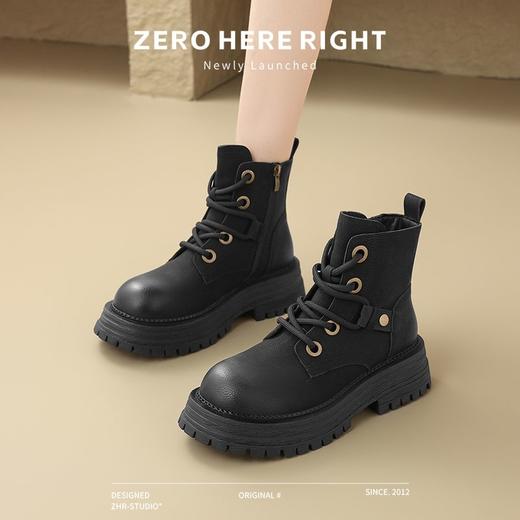 ZHR则则厚底增高马丁靴2024秋季新款复古短筒工装靴女显瘦大黄靴 商品图7
