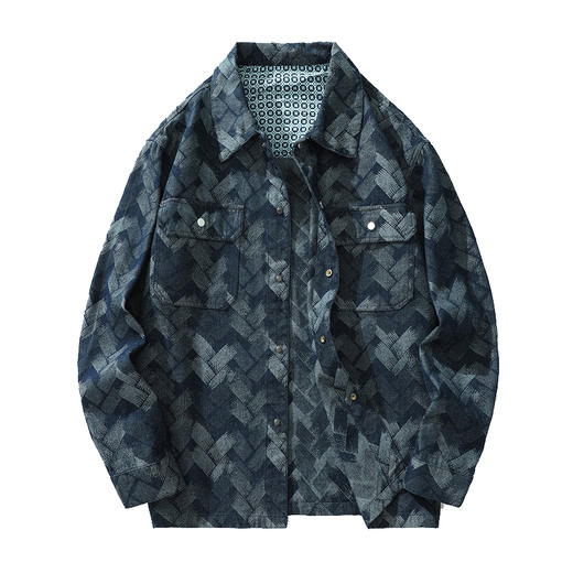 【特大码】【新款DH】大依优型大码翻领牛仔外套夹克加肥加大休闲胖子宽松外套上衣男装潮流 商品图6