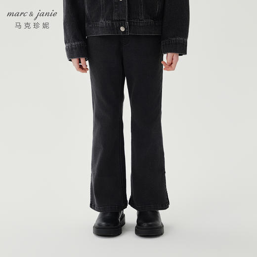 马克珍妮女童甜酷少女修身微喇牛仔裤儿童裤子2024秋装新款241361 商品图2