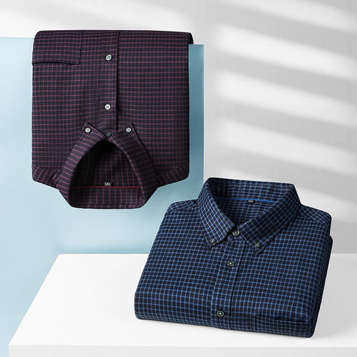 【新款DM】大依优型大码磨毛格子长袖衬衫男宽松加肥加大码男士休闲商务衬衣上衣胖子 商品图8