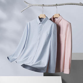 【100%棉】【新款DM】大依优型大码纯棉条纹长袖衬衫男宽松加肥加大码男士休闲商务衬衣上衣胖子