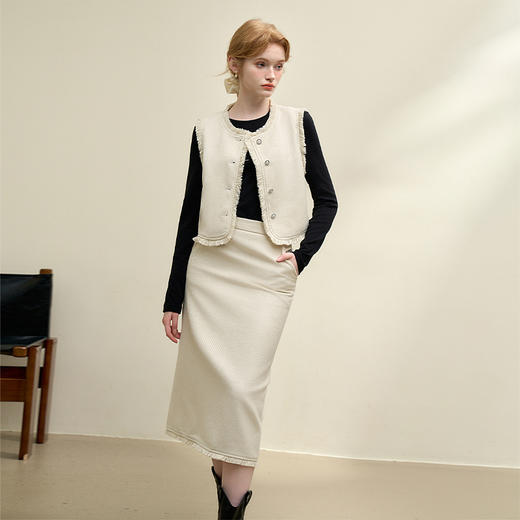 复古优雅小香风流苏半身裙女早春气质高级感半裙V3842701 商品图3