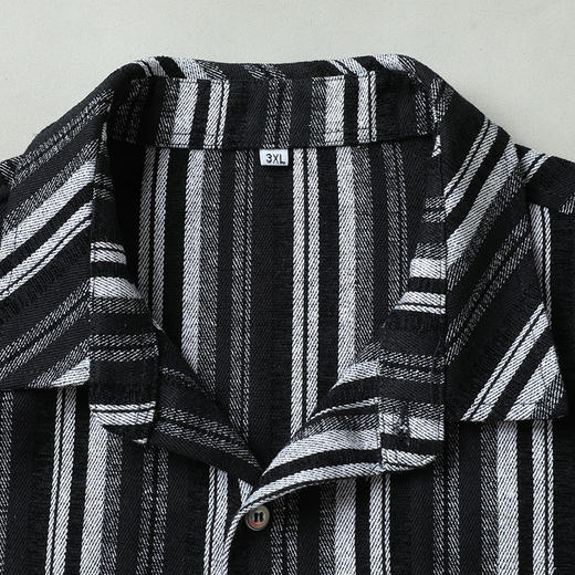 【新款DB】大依优型大码男装厚长袖衬衫条纹商务休闲上衣外套加肥加大胖子舒适打底 商品图3