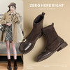 ZHR小香风短靴女2024新款平底弹力靴百搭袜靴马丁靴ins潮瘦瘦靴子 商品缩略图1