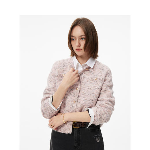 Teenie Weenie小熊简约毛针织开衫女冬季女毛衫TTCK244V01W 商品图1