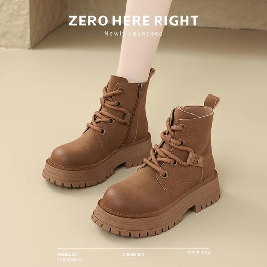 ZHR则则厚底增高马丁靴2024秋季新款复古短筒工装靴女显瘦大黄靴 商品图9