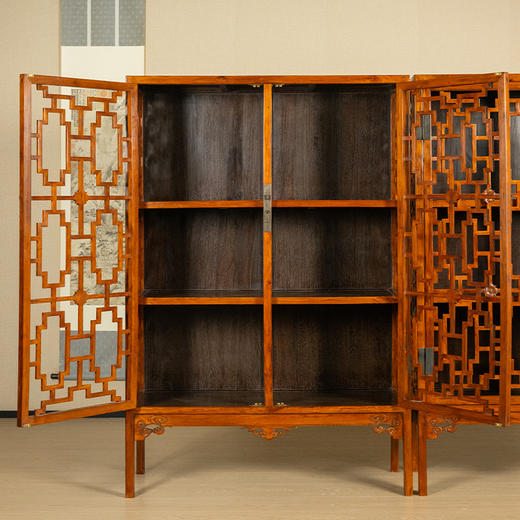 二十世纪 黄花梨攒接透棂书格（一对） 商品图2