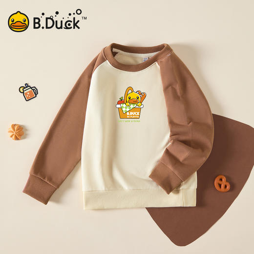 B.Duck小黄鸭童装男女童春秋圆领卫衣110-160 BF3508907 商品图3