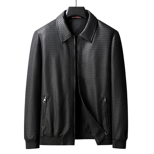 【实体店同款】【新款DPX】大依优型大码翻领皮夹克PU外套加肥加大肥佬休闲上衣男士胖子时尚 商品图1