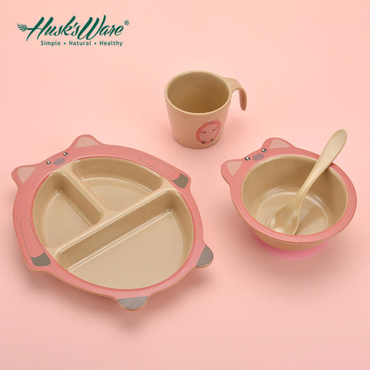 壳氏唯稻谷壳儿童餐具分格盘宝宝卡通分隔盘辅食碗三格碟餐盘套装 商品图3