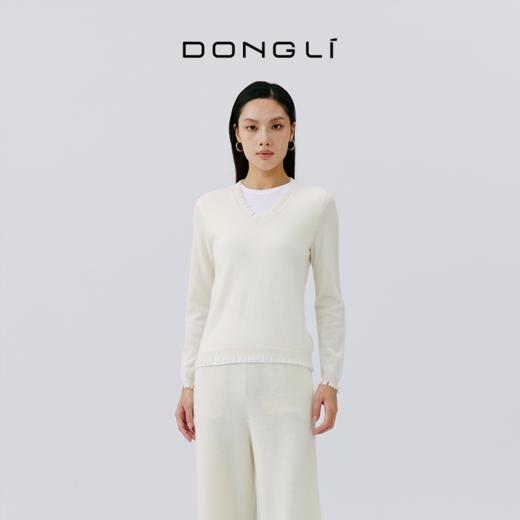 东黎·山羊绒女士秋冬休闲设计款V领打底衫  4542 商品图1