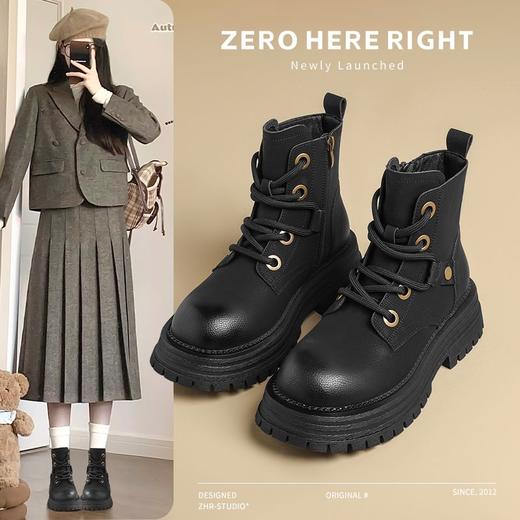 ZHR则则厚底增高马丁靴2024秋季新款复古短筒工装靴女显瘦大黄靴 商品图2