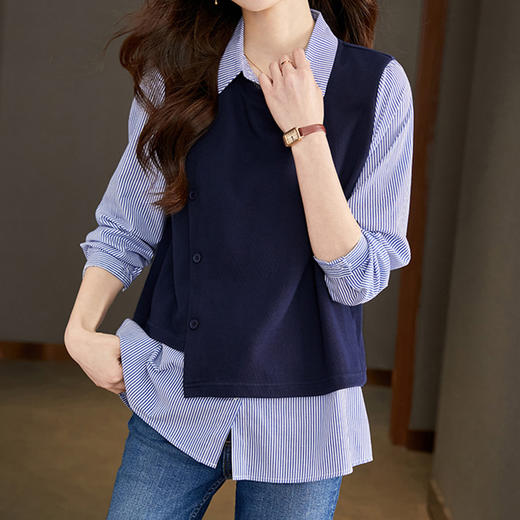 馥迦·设计感假两件衬衫背心 | 初春衬衫背心叠搭，一件假两件足够，轻松穿出时髦感~ 商品图4