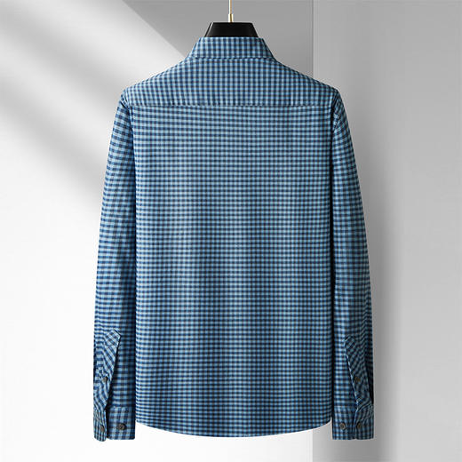 【100%棉】【新款DM】大依优型大码纯棉磨毛格子长袖衬衫男宽松加肥加大码男士休闲商务衬衣上衣胖子 商品图7