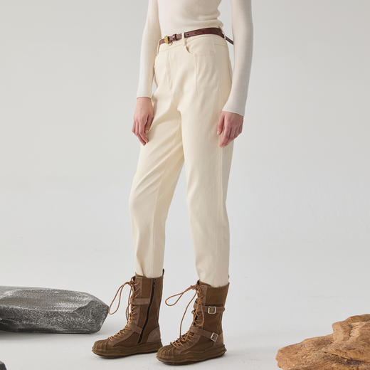 谜底萝卜裤女士2024冬季新品百搭棉弹宽松九分裤休闲裤244MK1552 商品图0