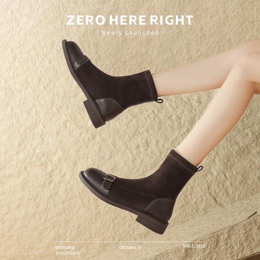 ZHR小香风短靴女2024新款平底弹力靴百搭袜靴马丁靴ins潮瘦瘦靴子 商品图6