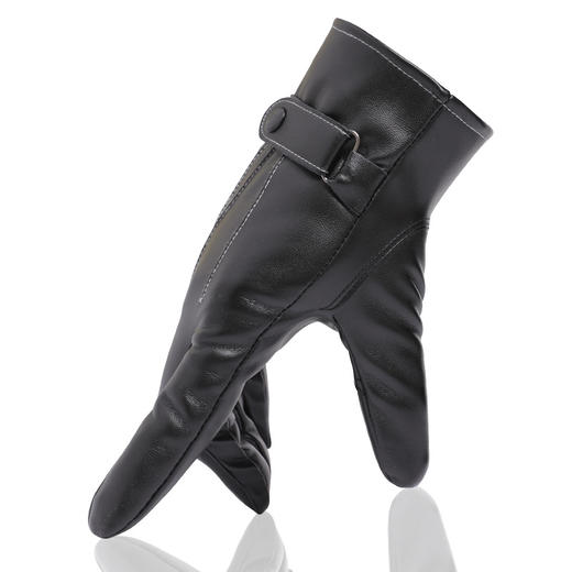 冬季【男士加厚PU皮手套】时尚经典男士三道筋皮手套 黑色 加厚手套 商品图4