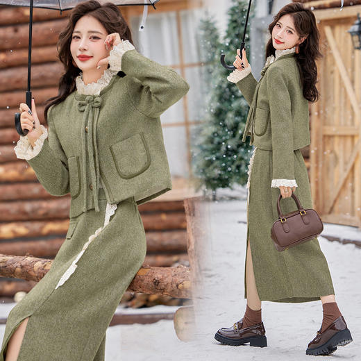 小香风羽绒服套装，轻奢时尚显瘦气质名媛半身裙两件套HR-YJLY1367A 商品图0