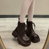 西遇增高马丁靴女新款秋冬机车靴休闲黑色小个子松糕厚底短靴V0047808 商品缩略图1