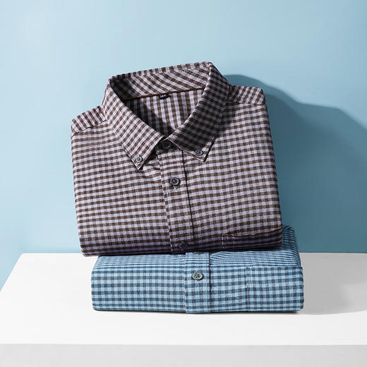 【100%棉】【新款DM】大依优型大码纯棉磨毛格子长袖衬衫男宽松加肥加大码男士休闲商务衬衣上衣胖子 商品图8