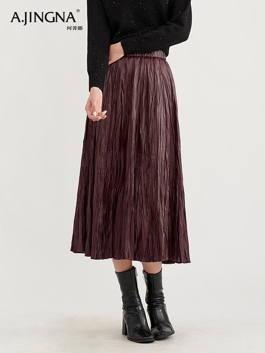 【淘衣节专享】阿菁娜肌理感松紧腰A字飘逸伞裙F29D213006 商品图5