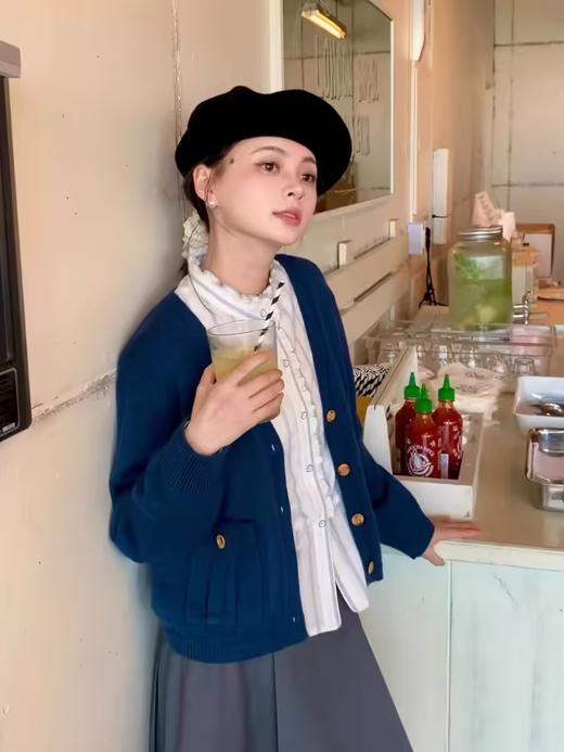 浮生八记/24C097/常春藤经典猎装口袋羊毛开衫木质扣毛衣 商品图1