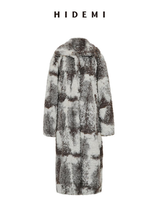 HIDEMI进口可再生纤维环保皮草特殊染色工艺大翻领加厚款毛毛长款浴袍感大衣皮衣 商品图11