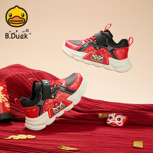 B.Duck小黄鸭童鞋冬季男女童龙年运动鞋冬季男女童加绒童鞋26-30 B5586929 商品图4