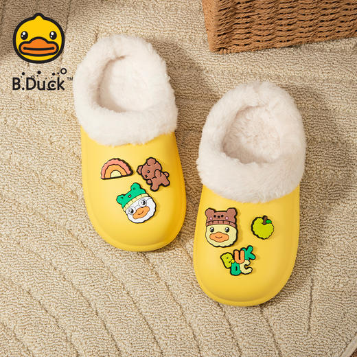 B.Duck小黄鸭童鞋保暖加绒棉拖冬季男女童家居鞋28-36 B1515956 商品图2