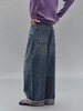 步履不停/4C42083C/美式复古宽松深蓝色牛仔裤 商品缩略图1