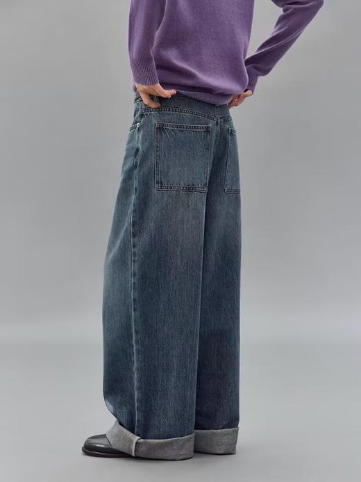 步履不停/4C42083C/美式复古宽松深蓝色牛仔裤 商品图1