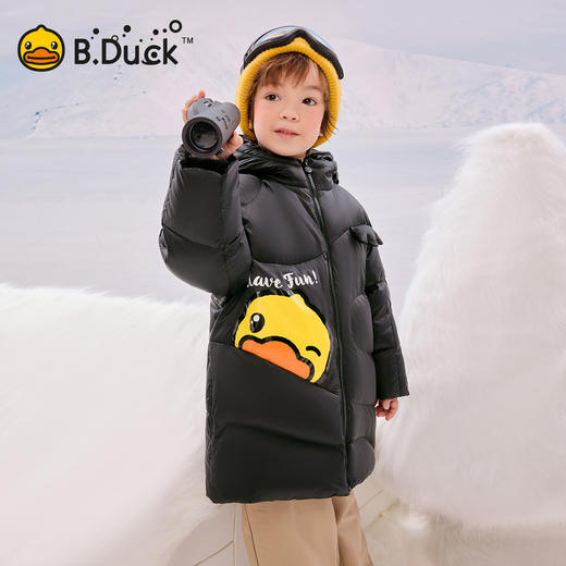 B.Duck小黄鸭童装冬季男女童连帽中长款羽绒服外套105-150 BF5516012 商品图4