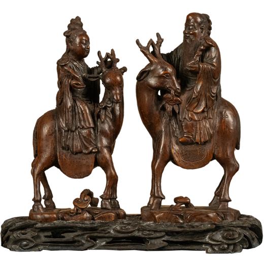 清 竹雕寿星摆件（红木座） 商品图5