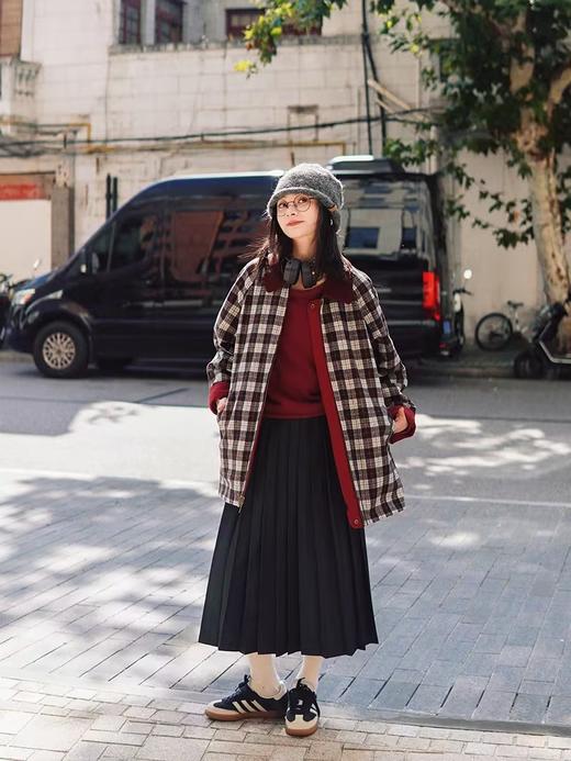 浮生八记/24C099/空气压褶松紧腰学院A字百搭显瘦半身裙 商品图1